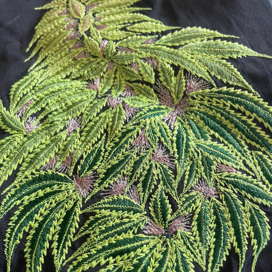 XL Vintage Embroidered Sativa Patch