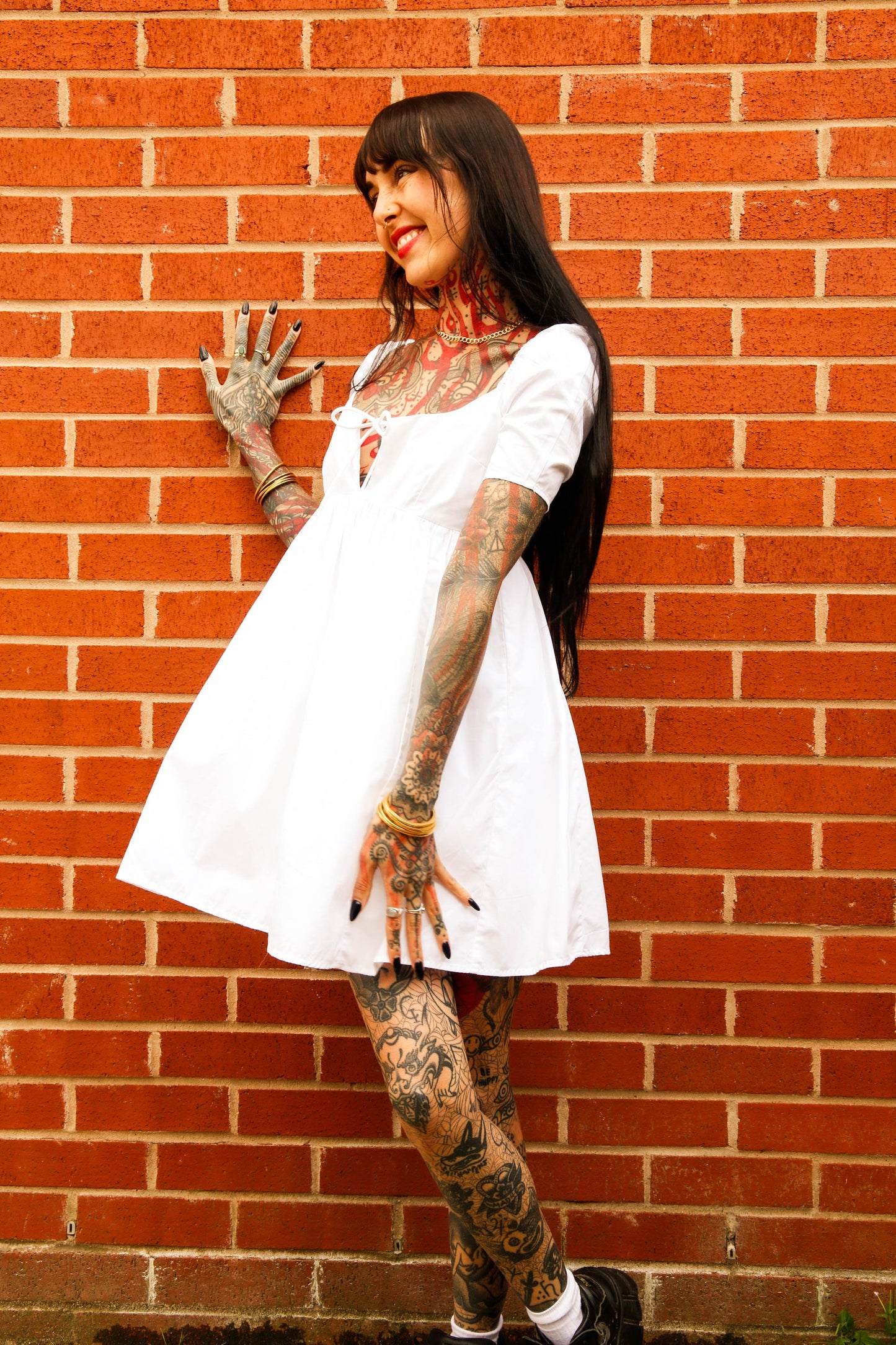 Classic Apparel: Baby Doll Dress in China White