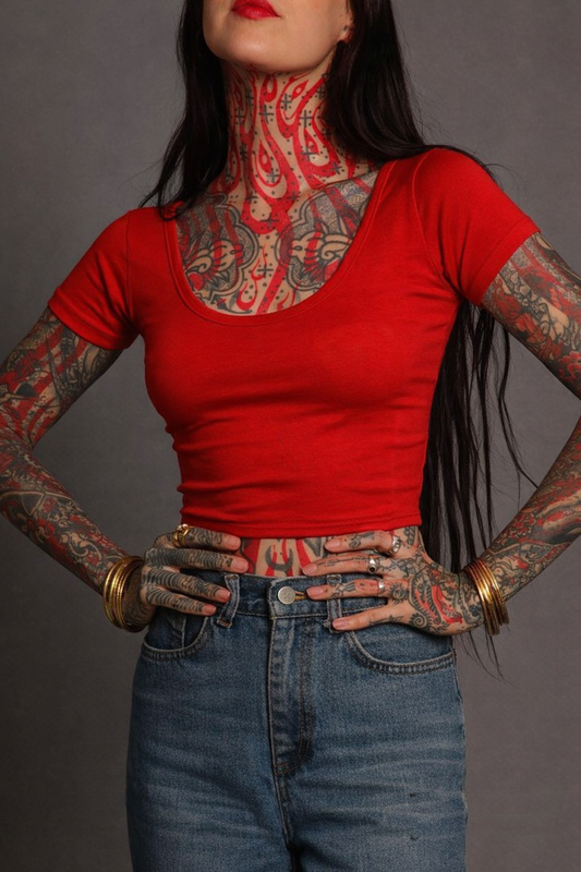 Classic Apparel: Red Fitted Crop Top