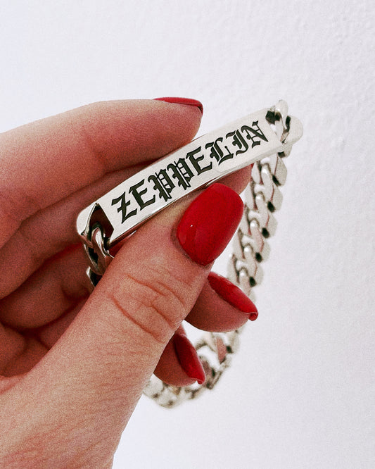 Heavy Engraved Old English ID Bracelet