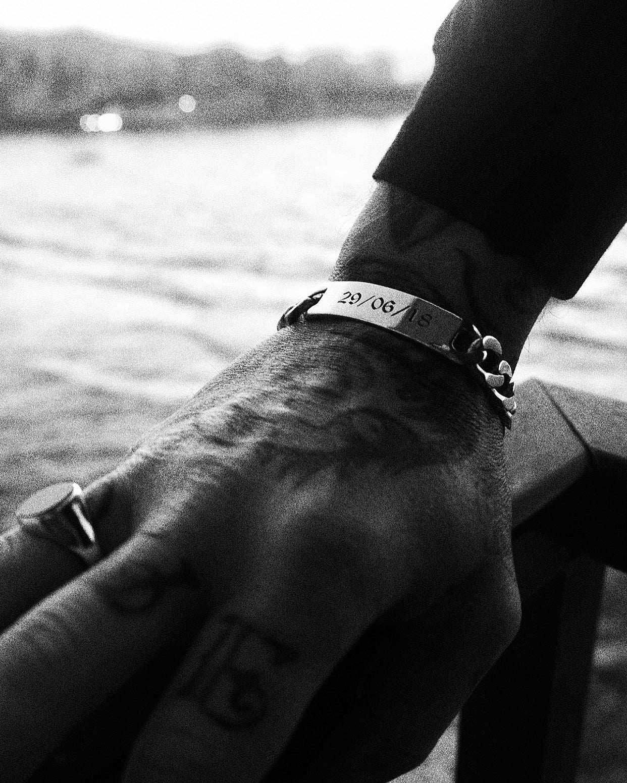 Heavy Engraved Old English ID Bracelet