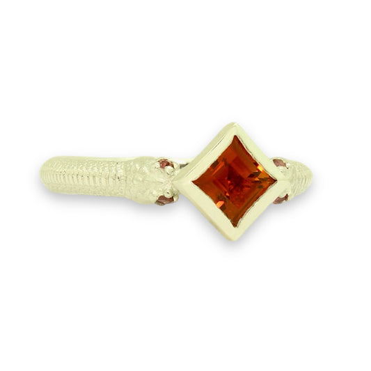 Emily Proudfoot: Sacred Serpent Ring Orange Madeira Garnet and Pink Tourmaline (Ready To Ship)