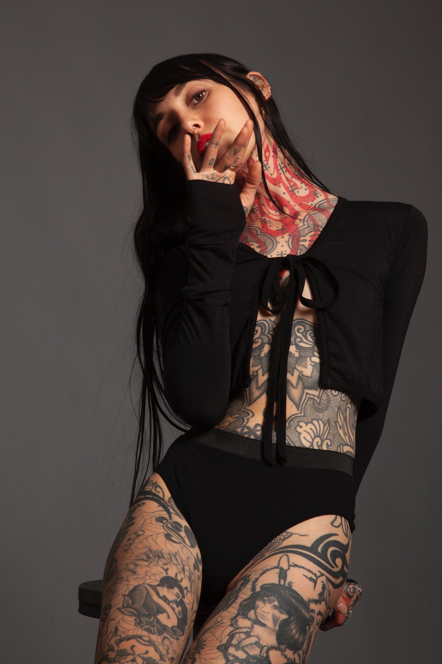 Classic Apparel: Tie Front Crop Cardi With Thumbholes