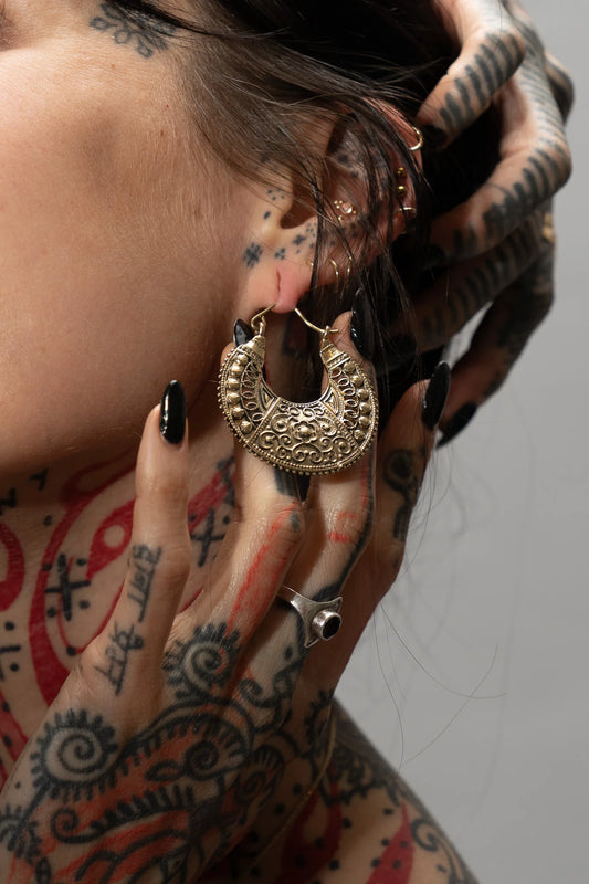 Ornate Floral Disc Earrings