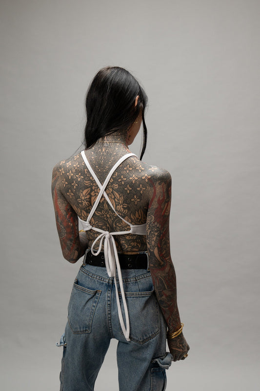 Classic Apparel: White Halter Cross Back