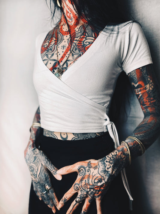 Classic Apparel: Wrap Top (White)