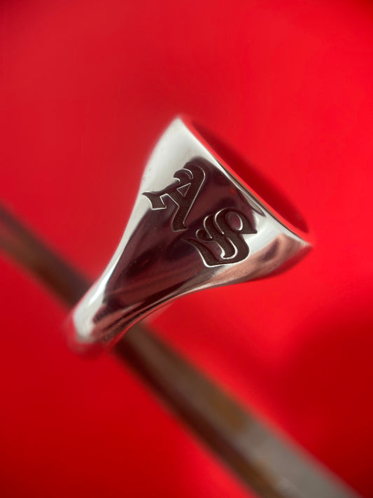 Black Sun Ring with Engraved Initials