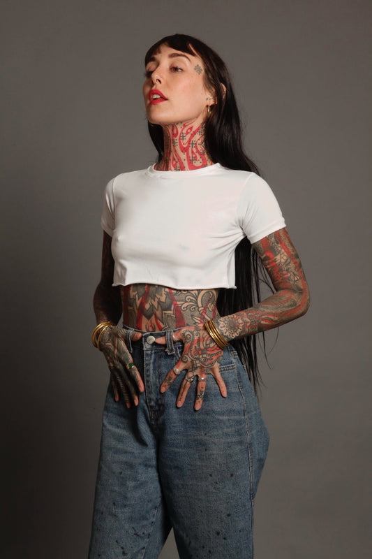 Classic Apparel: White XXXtra Crop Tee