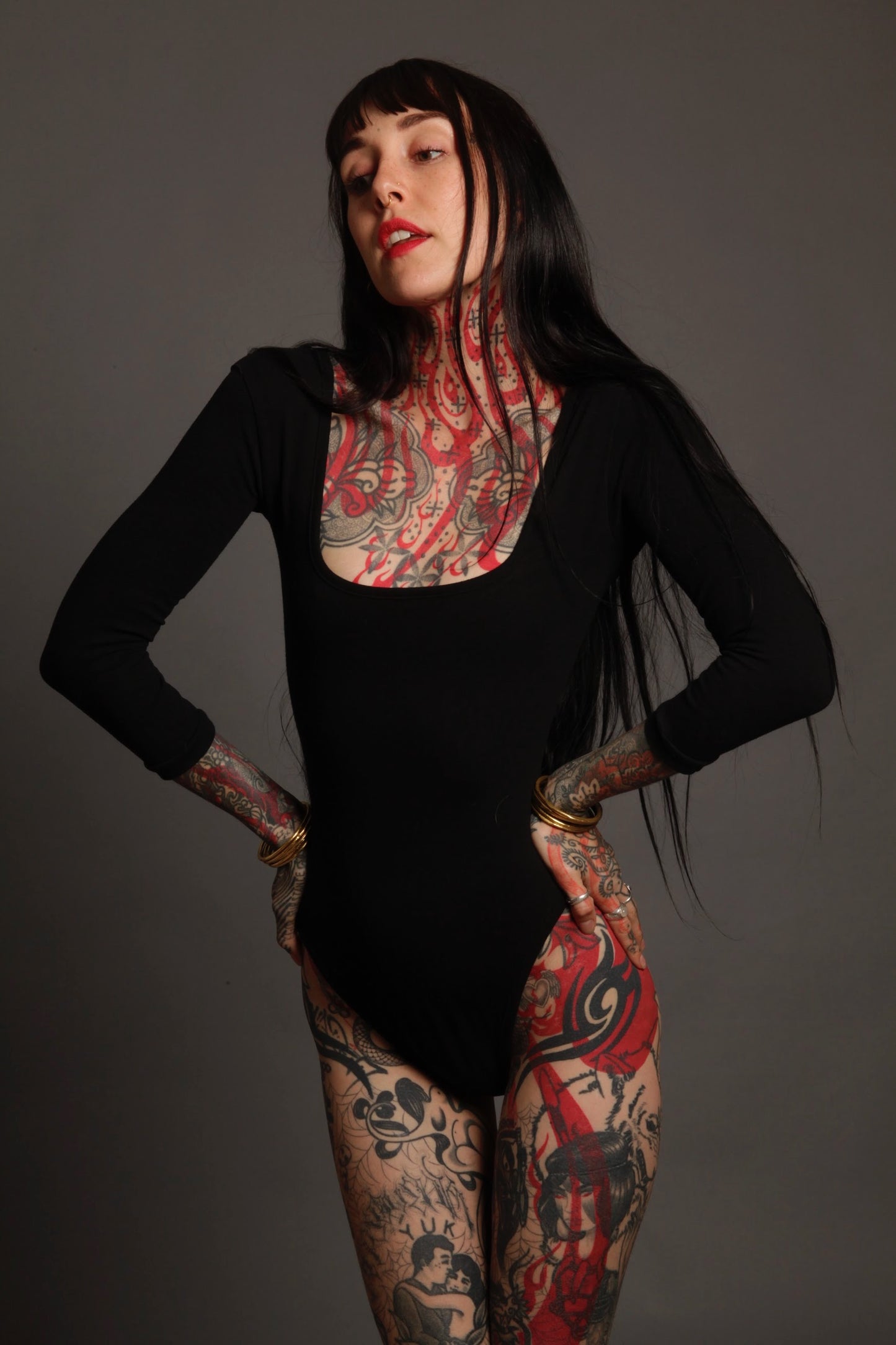 Classic Apparel: Black 3/4 Sleeve Leotard