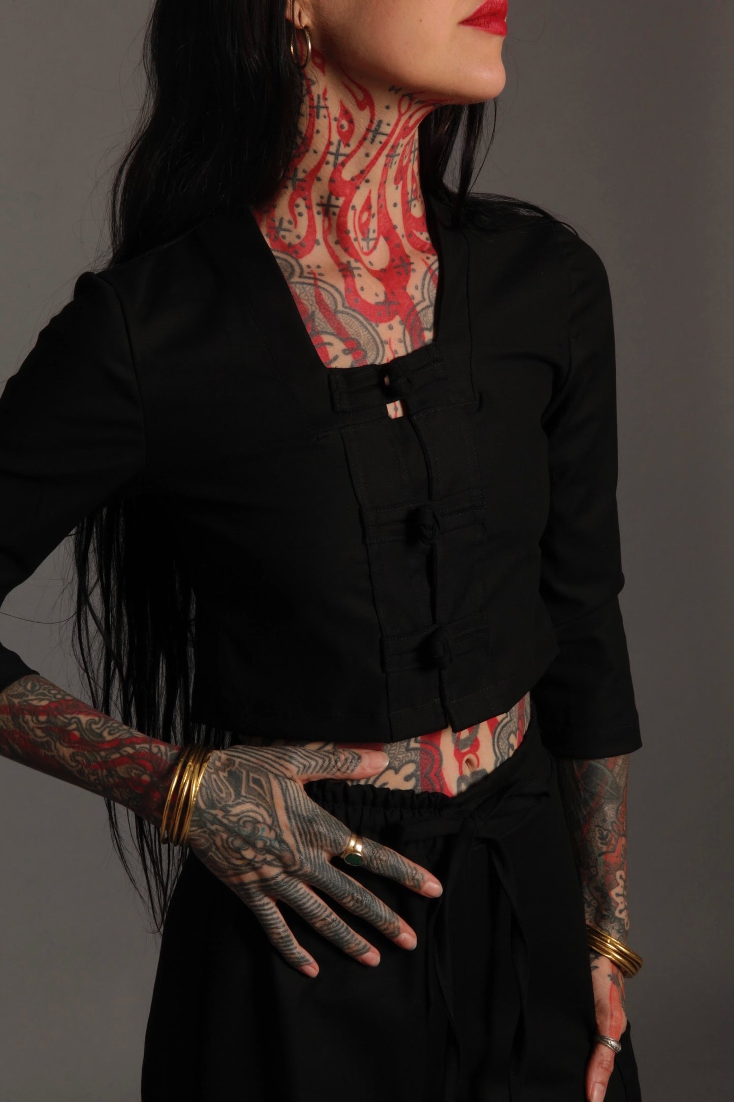 Classic Apparel: Black 3/4 Sleeved Tunic