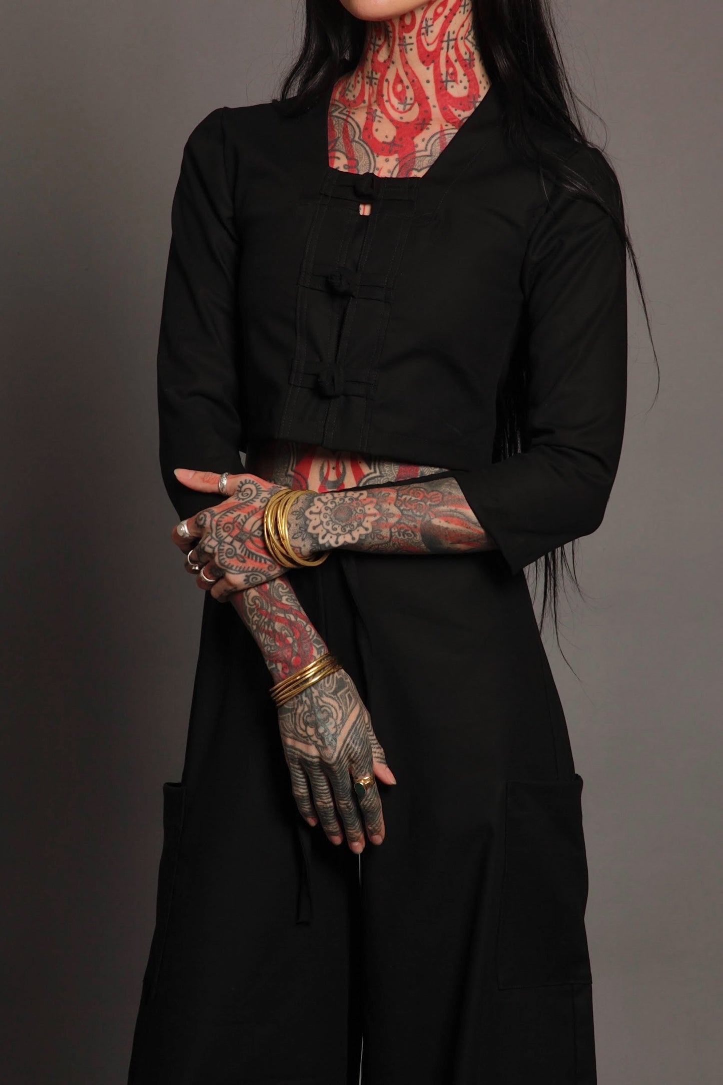 Classic Apparel: Black 3/4 Sleeved Tunic