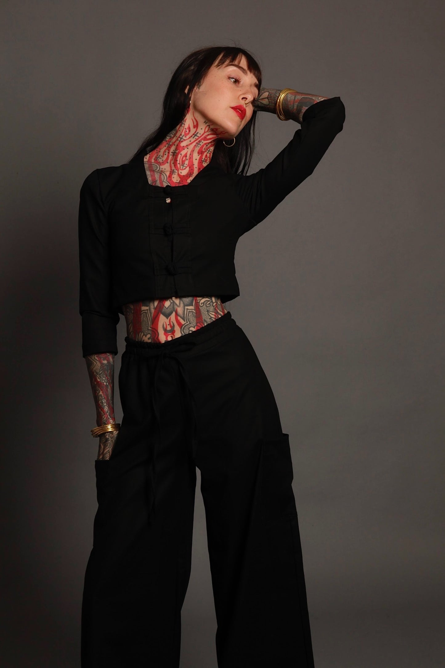 Classic Apparel: Black 3/4 Sleeved Tunic