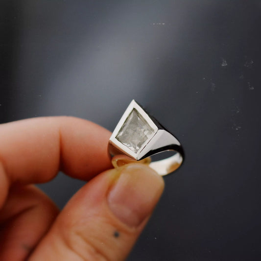 Emily Proudfoot: Mourning Reliquary Ring (For Ashes or Hair) - Topaz with Silver or Gold