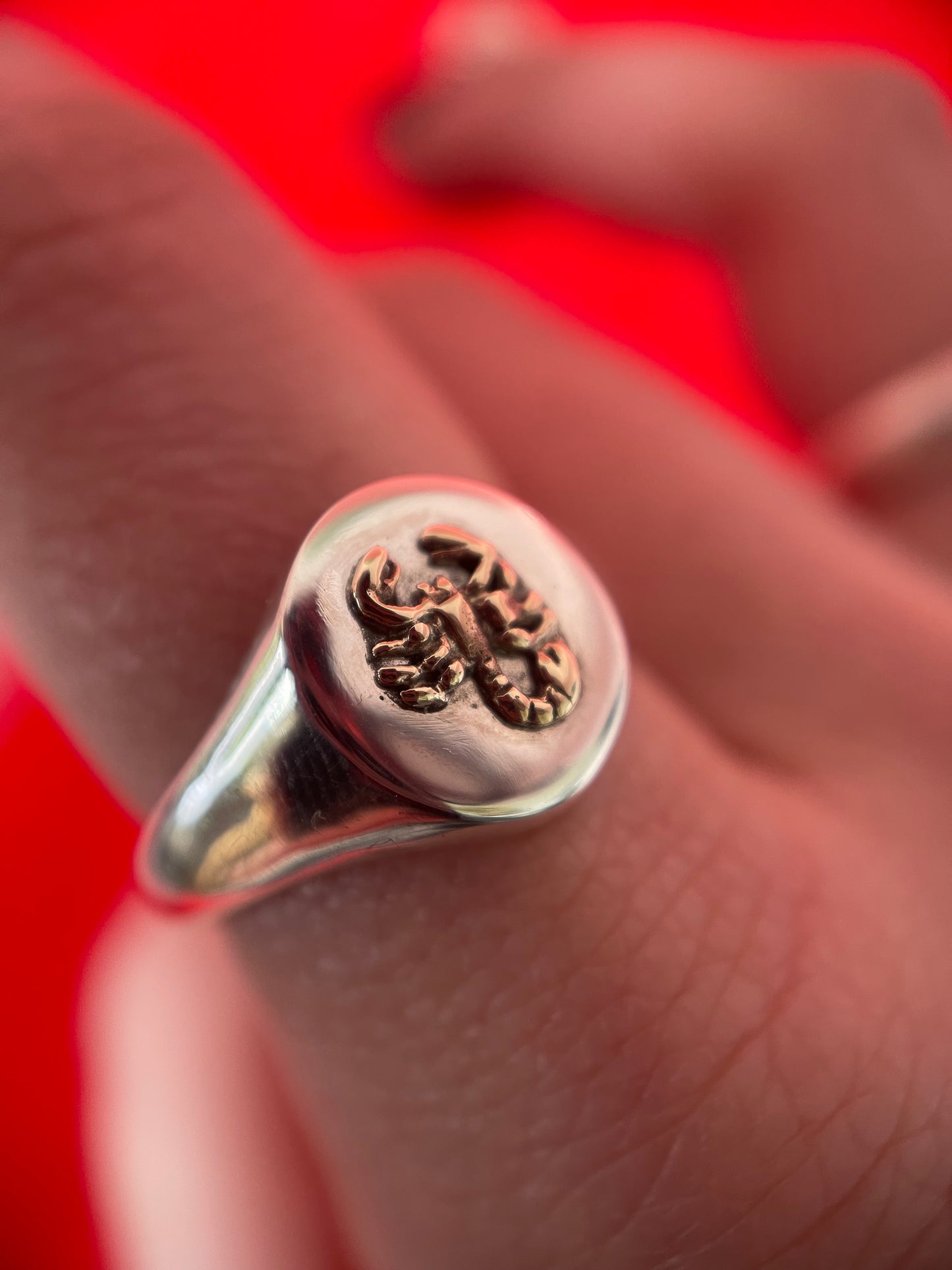 Silver and Gold Scorpion Signet Ring