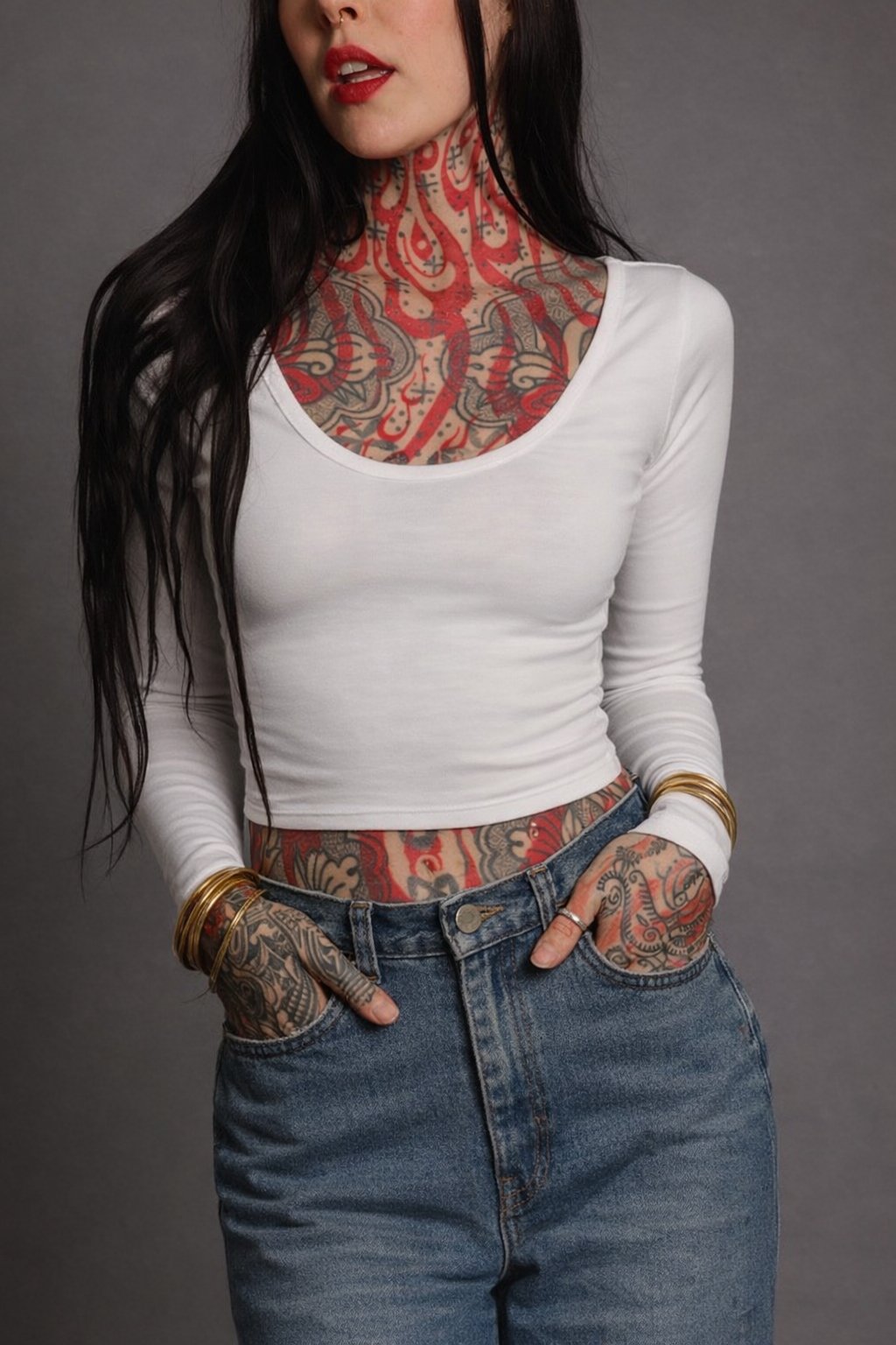 Classic Apparel: White Fitted Crop Longsleeve