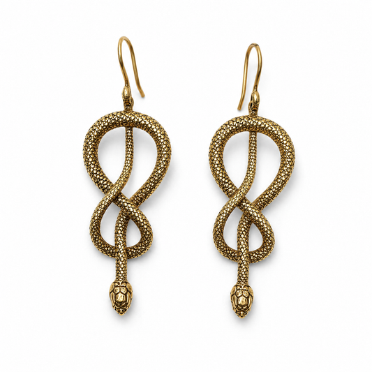Sun Serpent Brass Earrings