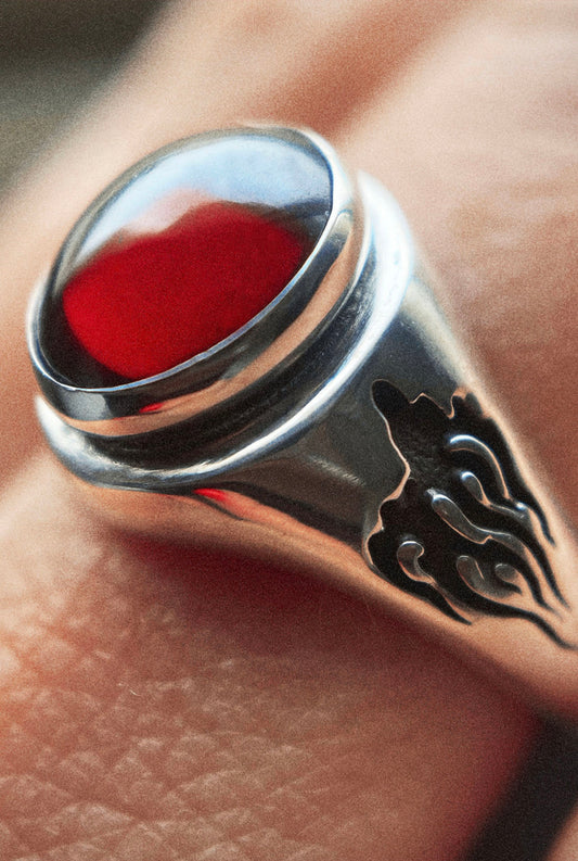 Flaming Stone With Garnet