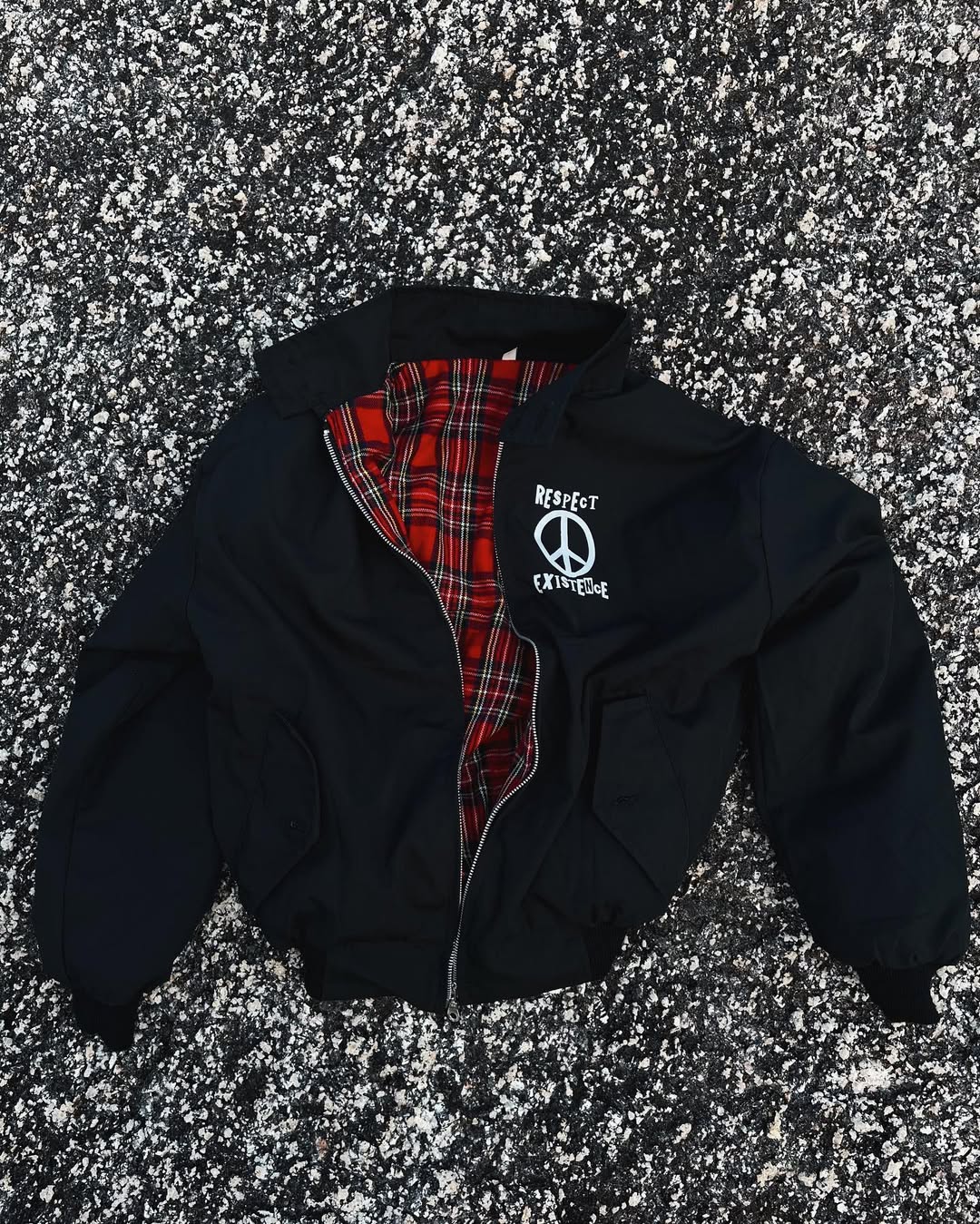 Respect Existence | Black Upcycled Bomber Jacket