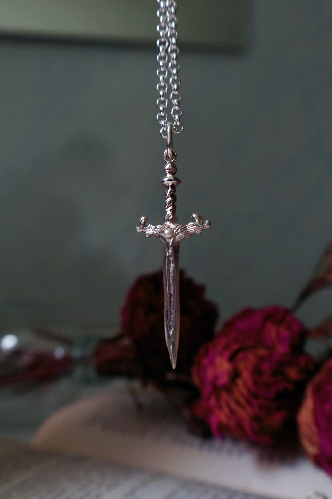 Elven Sword Pendant (With Pearl)