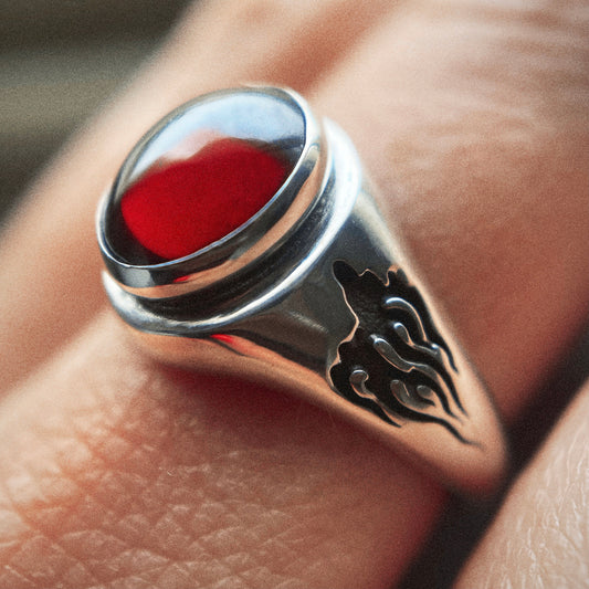 Flaming Stone With Garnet