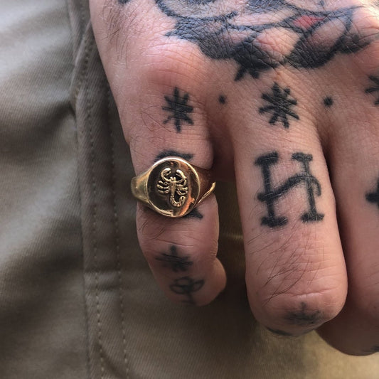 Scorpion Signet Ring 9CT Yellow Gold