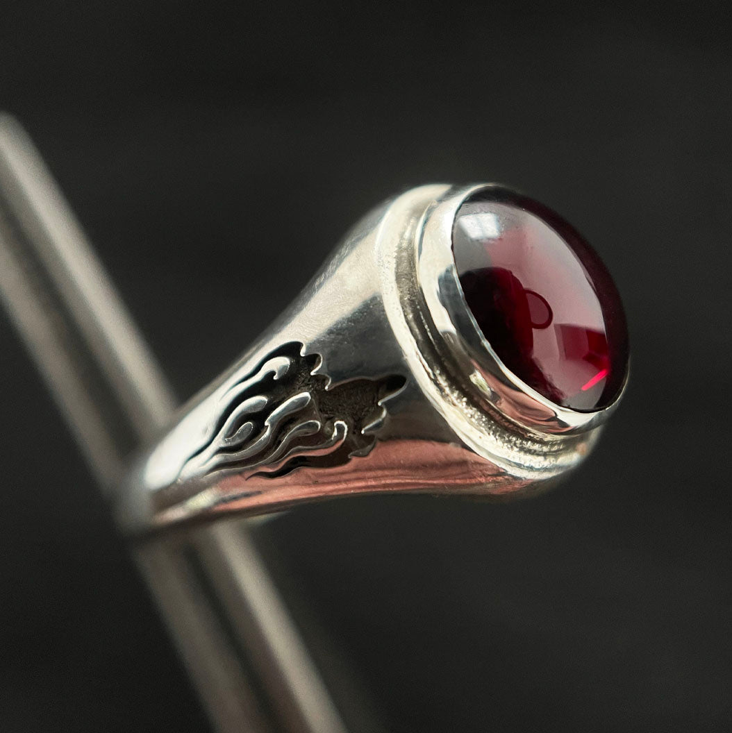 Flaming Stone With Garnet