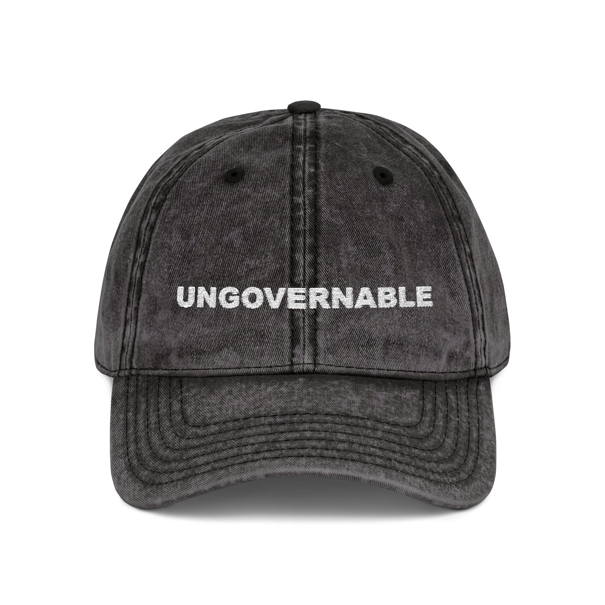 'UNGOVERNABLE' Embroidered Distressed Cap