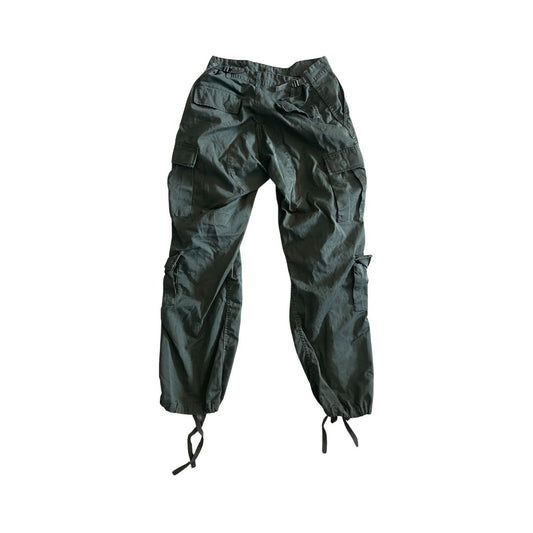 Raw Revival: Authentic Military Trousers with Hand Painted Flame