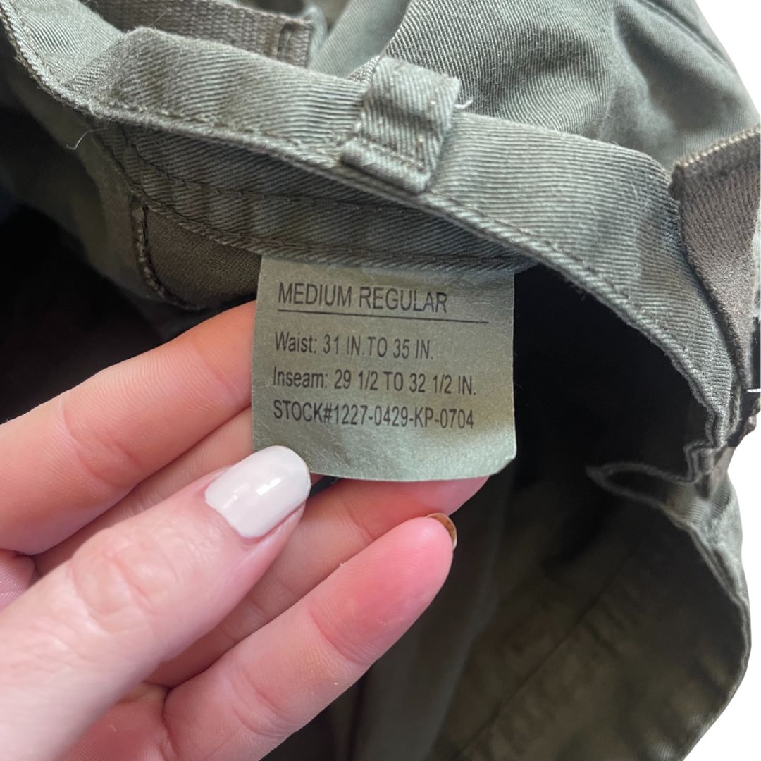 Raw Revival: Authentic Military Trousers with Hand Painted Flame