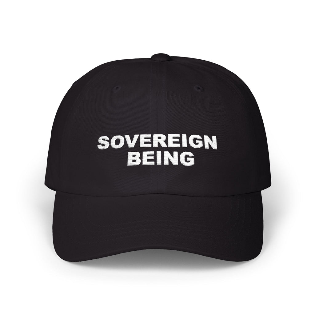"SOVEREIGN BEING" Black Embroidered Baseball Hat