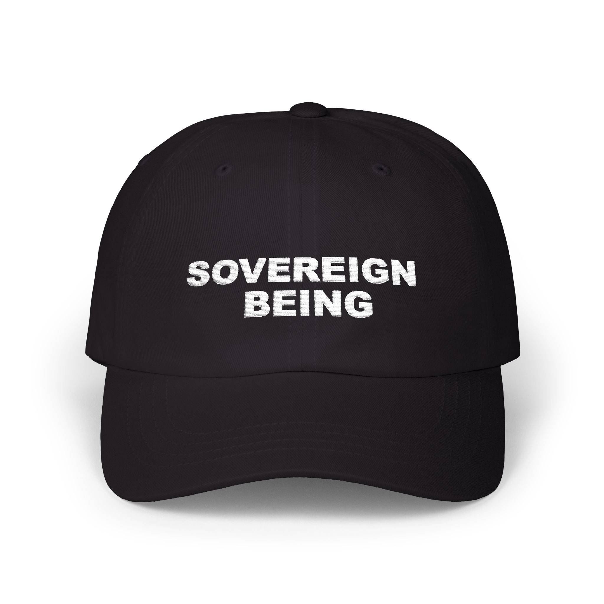"SOVEREIGN BEING" Black Embroidered Baseball Hat
