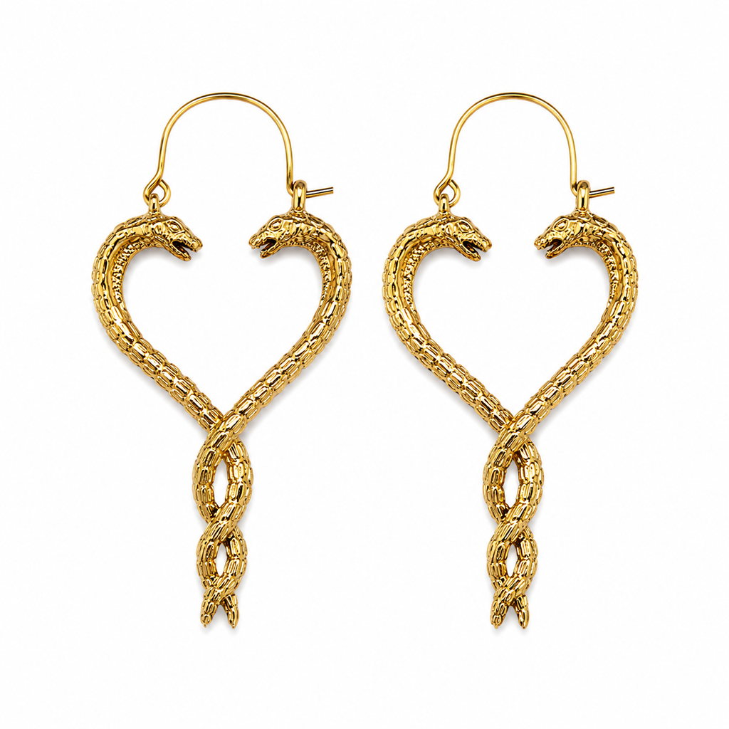 Sun Serpent's Embrace Brass Earrings