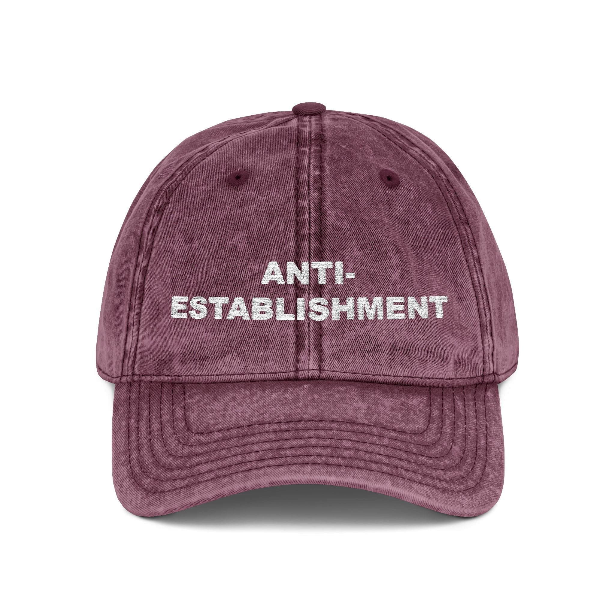 "ANTI-ESTABLISHMENT" Vintage Style Embroidered Hat