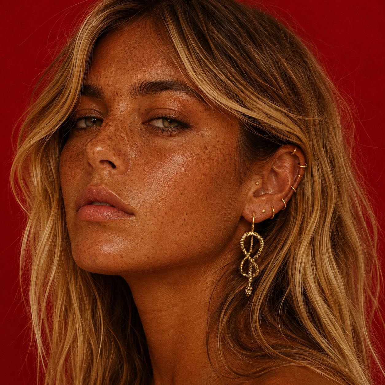 Sun Serpent Brass Earrings