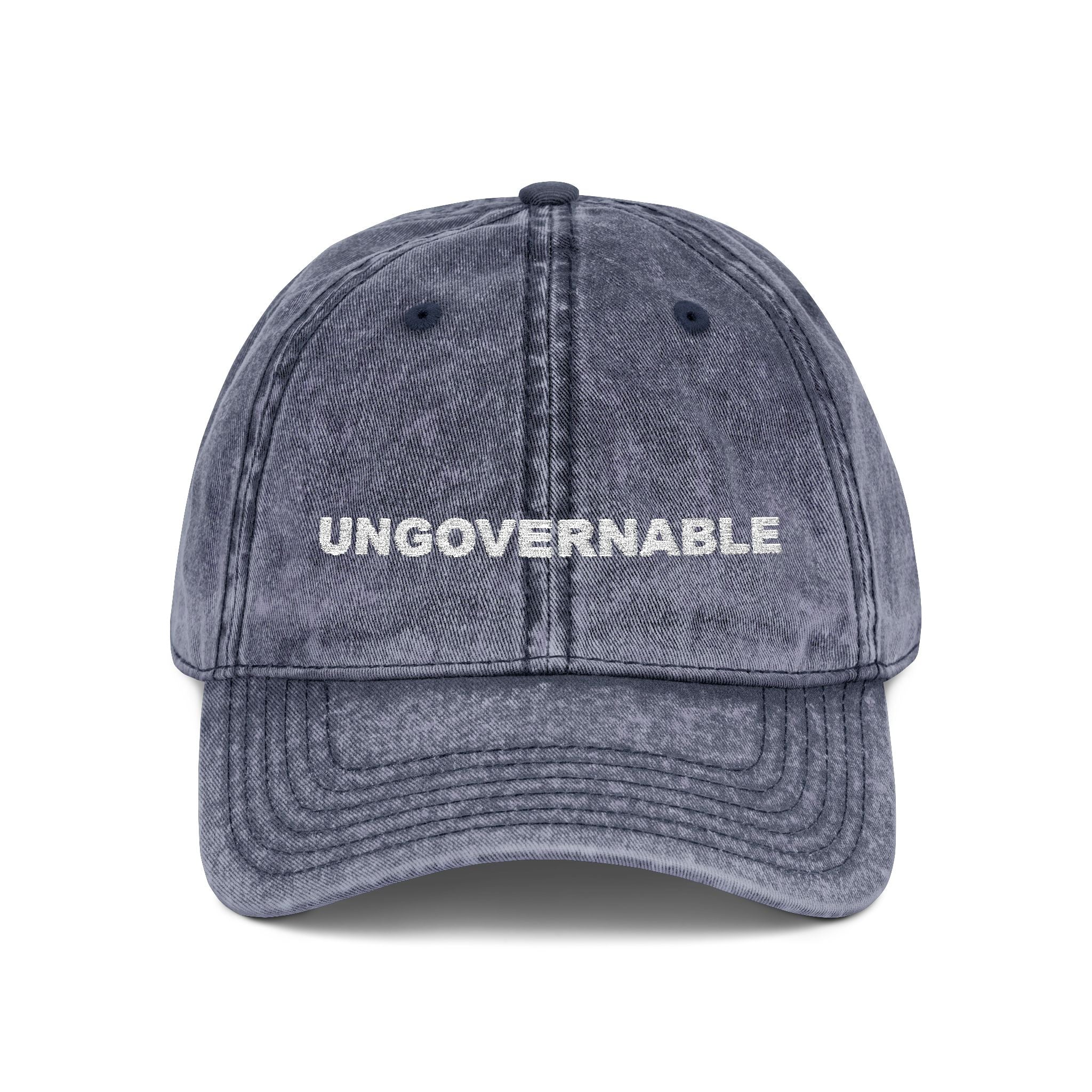 'UNGOVERNABLE' Embroidered Distressed Cap