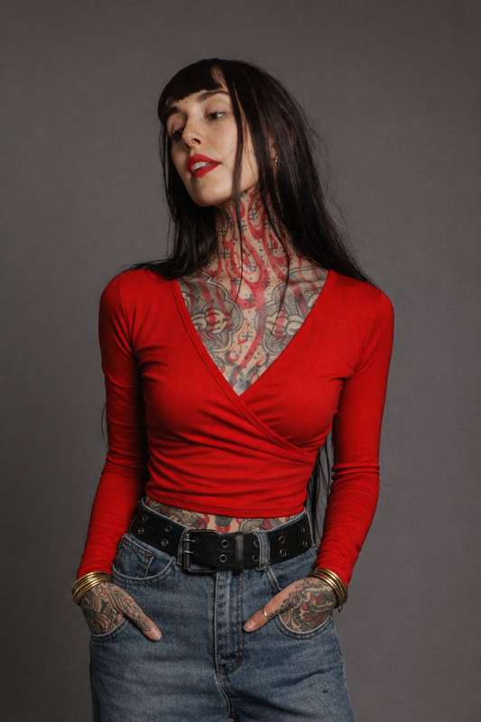 Classic Apparel: Wrap Top Longsleeve (Red)