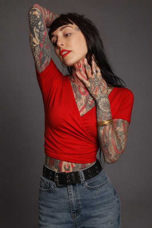 Classic Apparel: Wrap Top (Red)