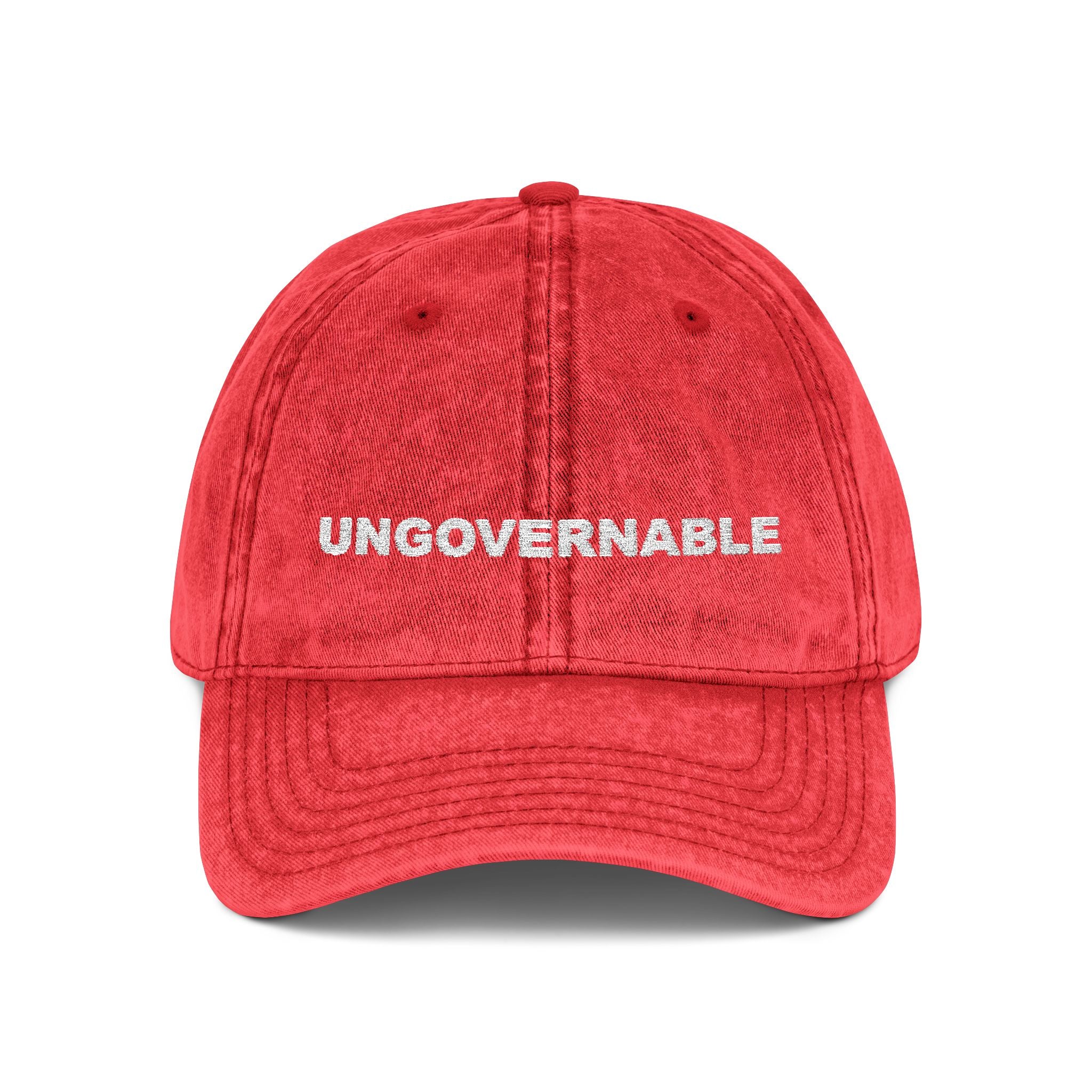 'UNGOVERNABLE' Embroidered Distressed Cap