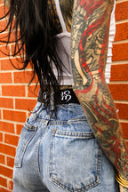 Classic Apparel: Embroidered Om Belt (Black and White)