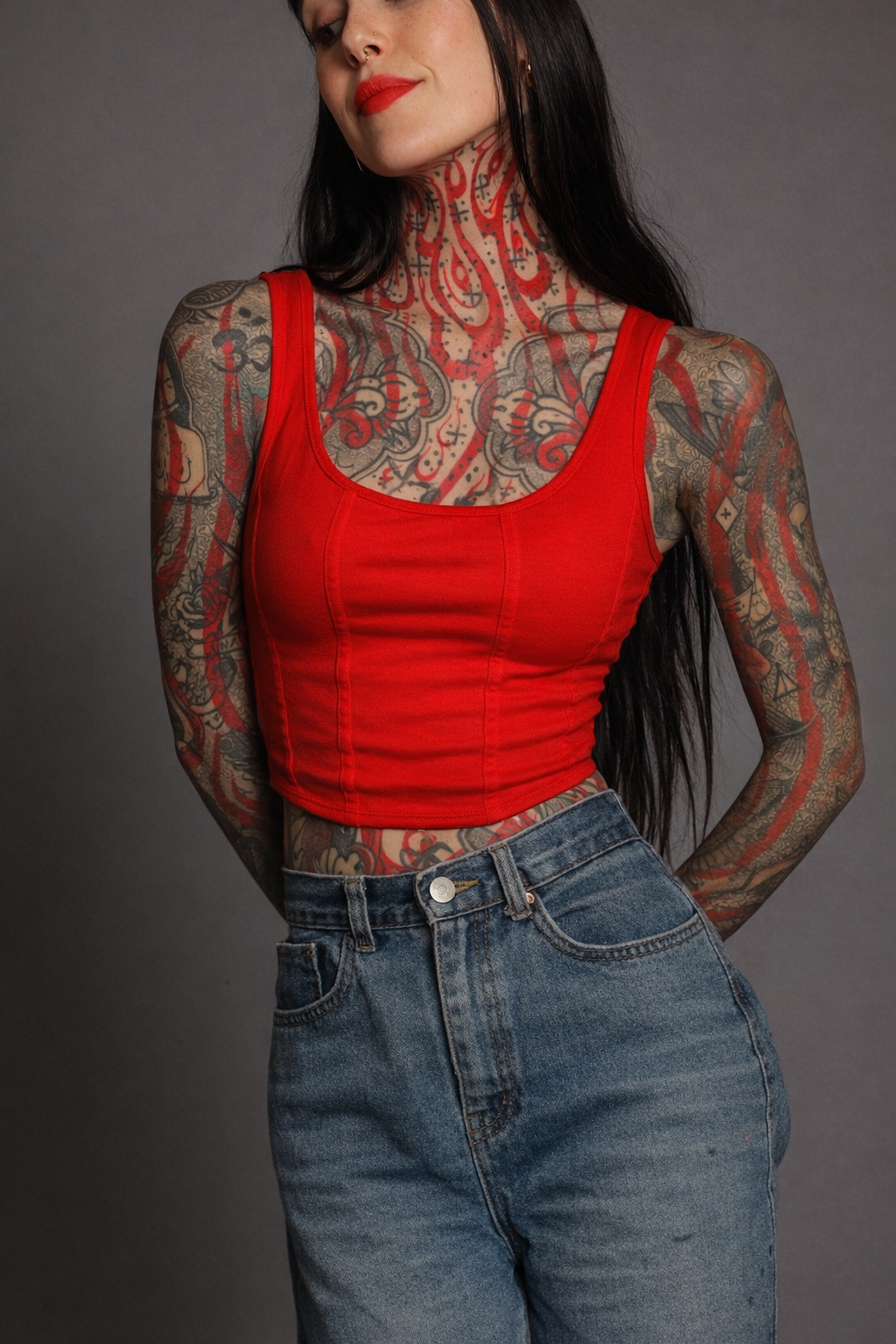 Classic Apparel: Soft Red Corset Vest (Ready to Ship)