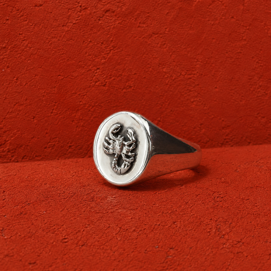 Silver Scorpion Signet Ring
