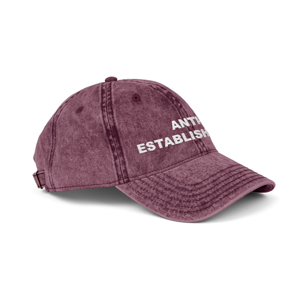 "ANTI-ESTABLISHMENT" Vintage Style Embroidered Hat