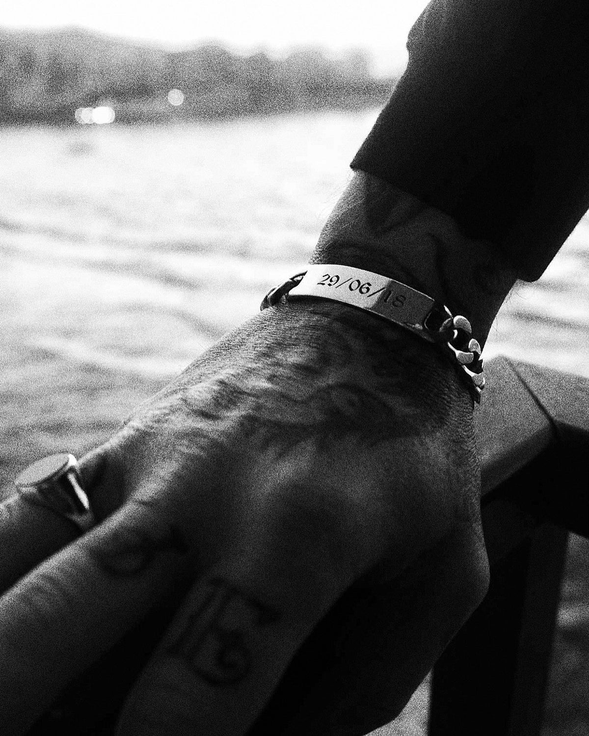 Heavy Engraved Old English ID Bracelet