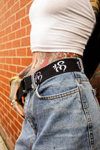 Classic Apparel: Embroidered Om Belt (Black and White)