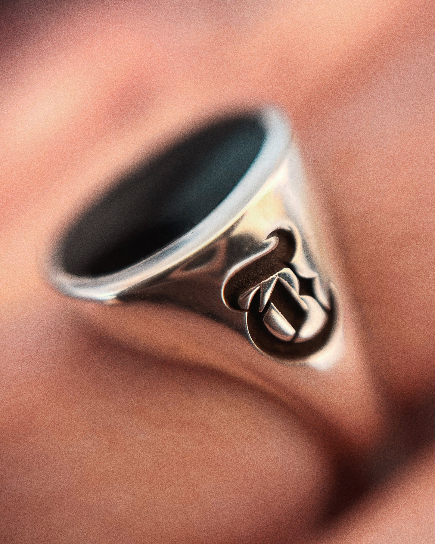 Black Sun Ring with Engraved Initials