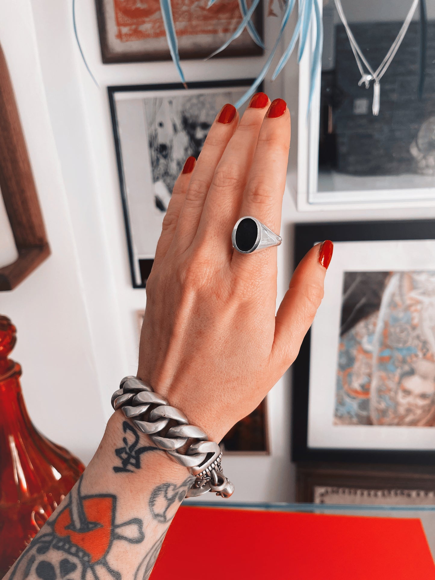 Traditional Signet Ring with Black Inlay