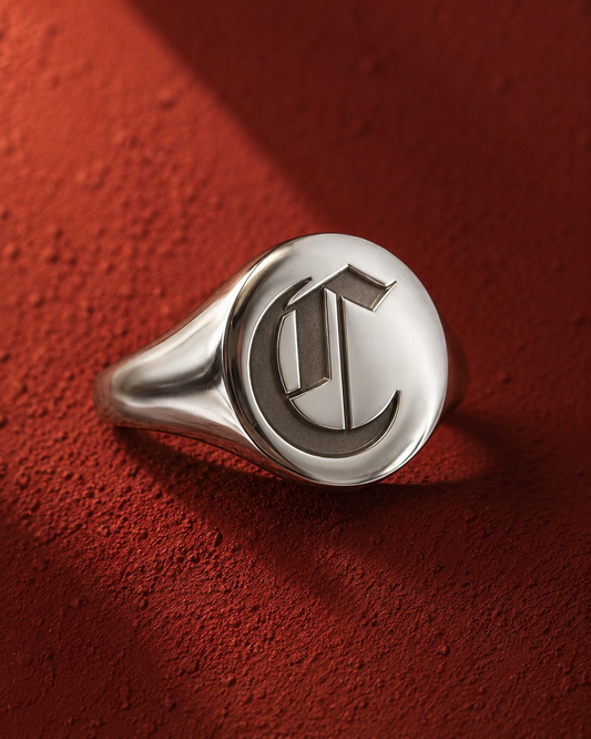 Old English Initial Signet Ring