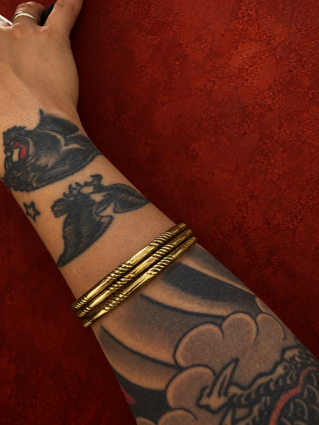 Brass Tidal Stacking Bangle (Hollow)