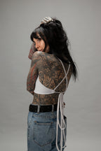 White Halter Cross Back