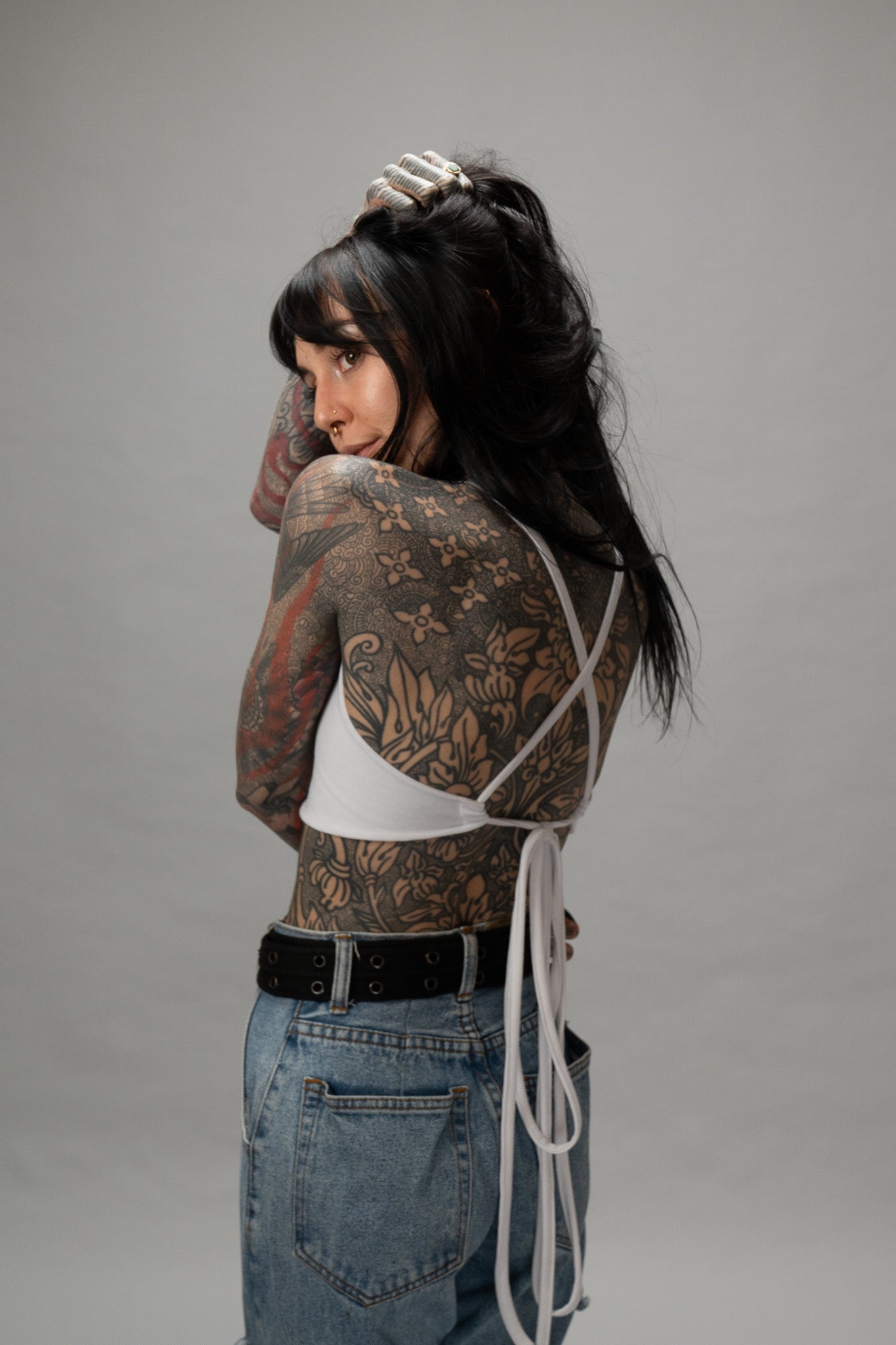 White Halter Cross Back